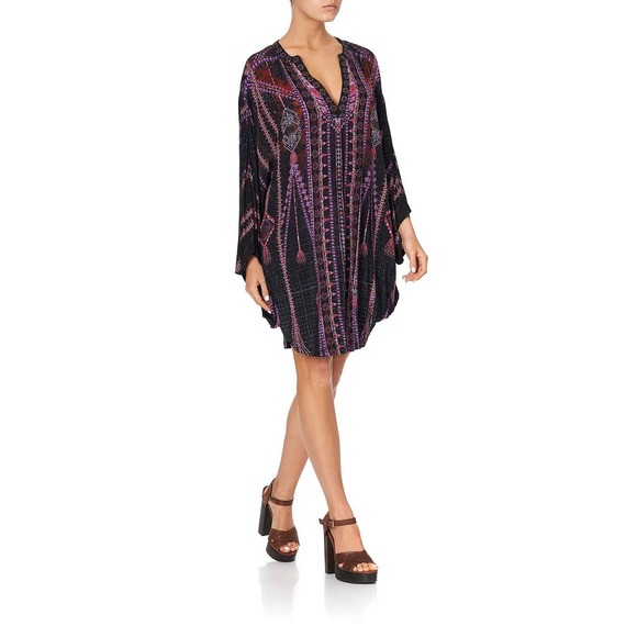 Camilla Dresses & Skirts - Camilla Mina Mina Jersey Short Kaftan Dress Bohemian Geometric V-Neck One Size